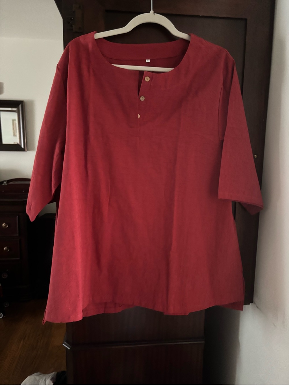 NWT Women's Rust Button-Neck Relaxed Top